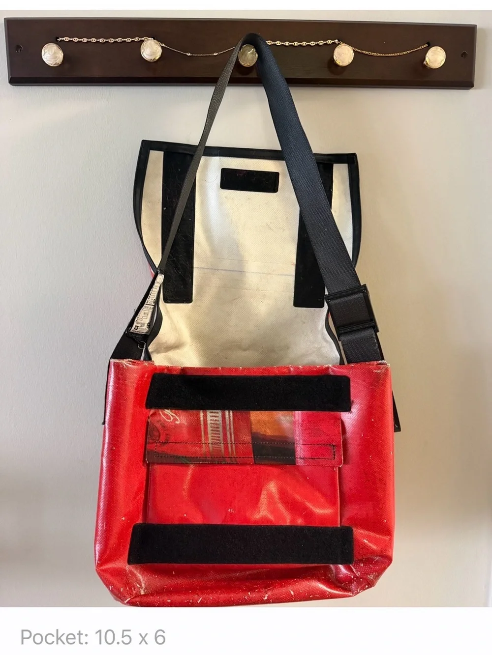 Freitag F14 Dexter Red Graphic Messenger Bag - Recycled Truck-Tarp Design